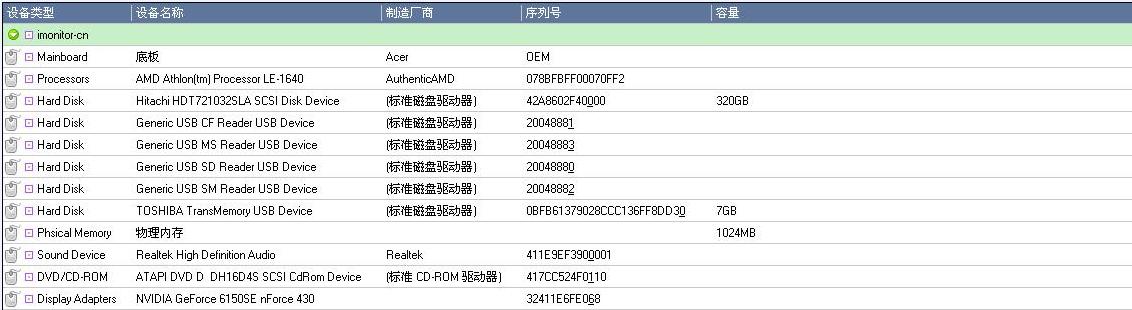 主要硬體清單